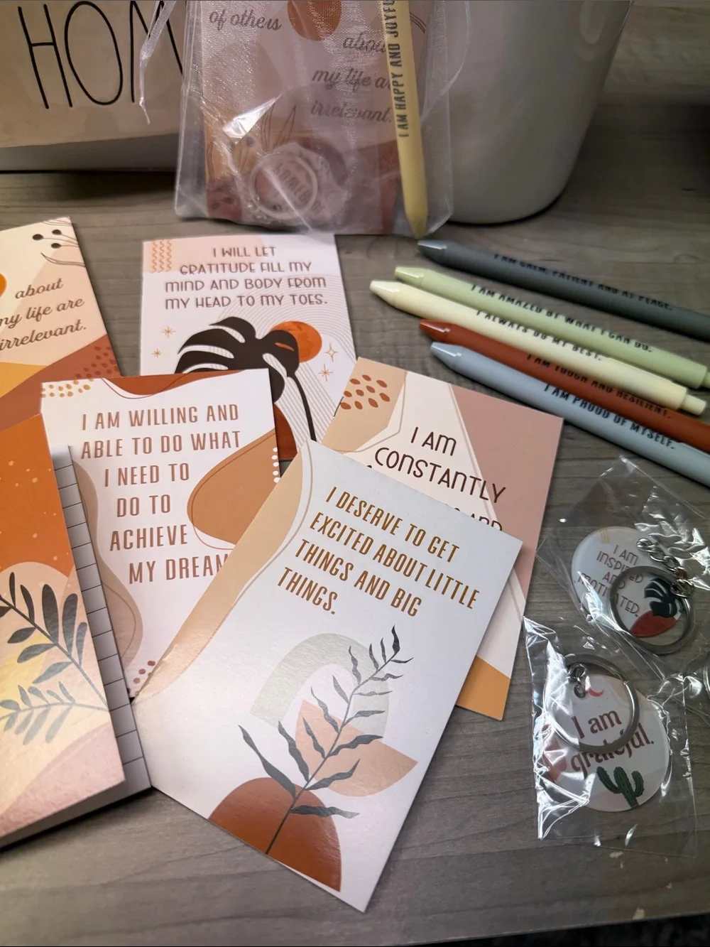 Affirmation journal Set 2 sets with Pastel Pens - & key chain/bag charm. 🆕